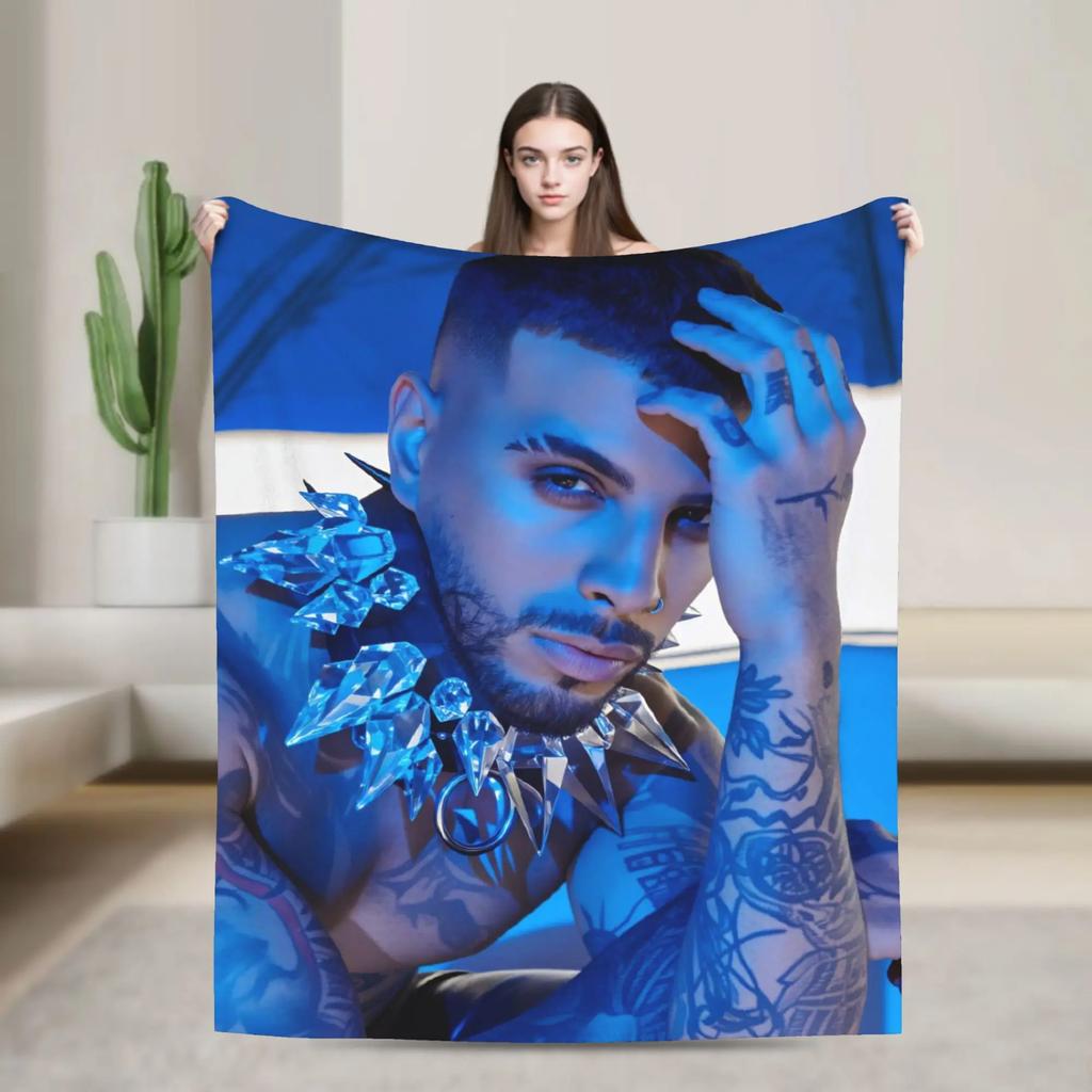 Rauw Alejandro Flannel Throw Blanket for Kids and Adults Soft Warm Bedspread for Couch or Bed Quality Gift
