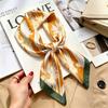 French retro silk scarf ribbon silk versatile women's 71 small square scarf simulation fashion professional scarf elegant light luxury