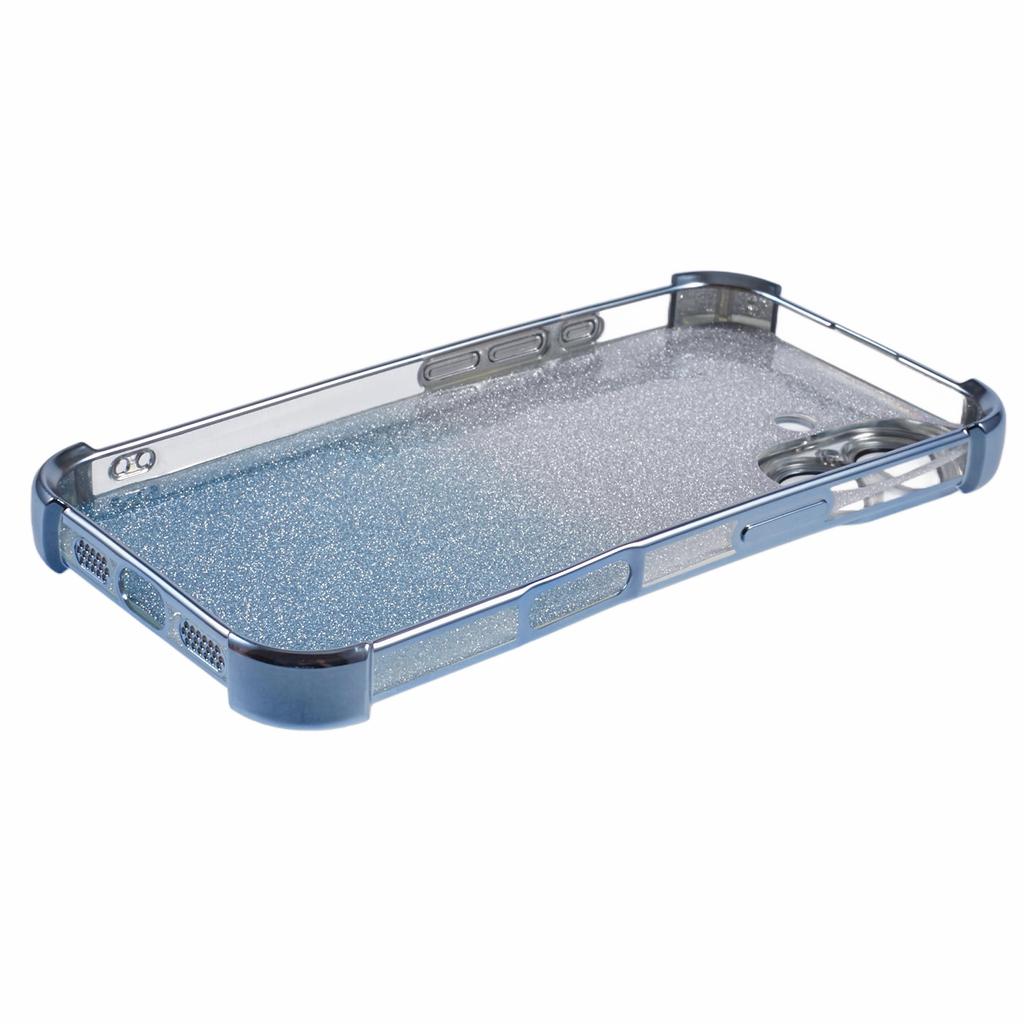 For iPhone 16 Case Glitter TPU Phone Cover Reinforced Corners - Blue