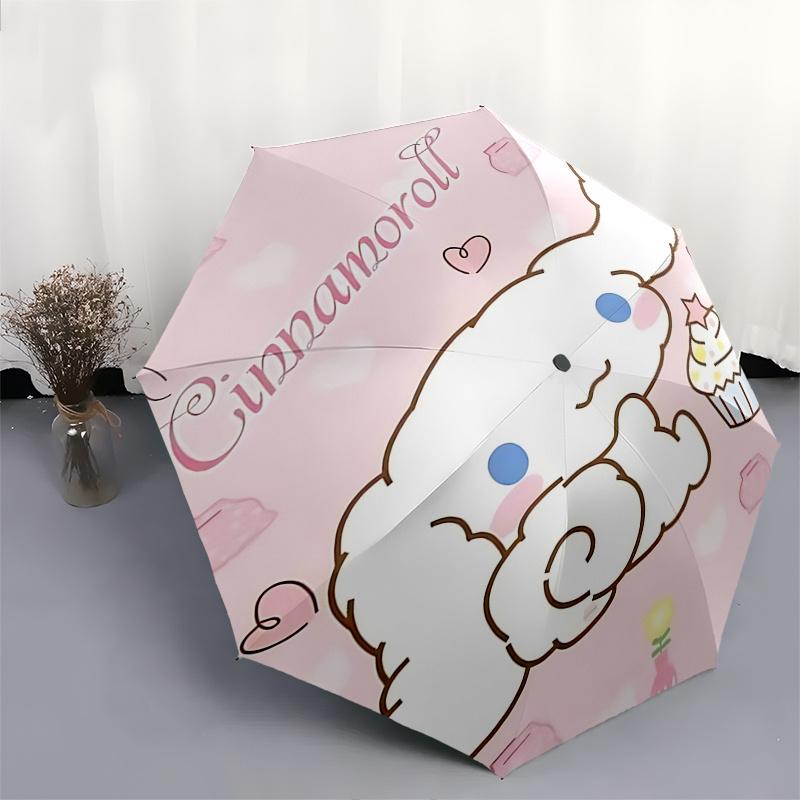 1 шт. Автоматический складной зонт-капкейк Cinnamoroll - Портативная 3-складная конструкция с железным каркасом, идеально подходит для поклонников, путешествий, повседневного использования и праздничных подарков.R0