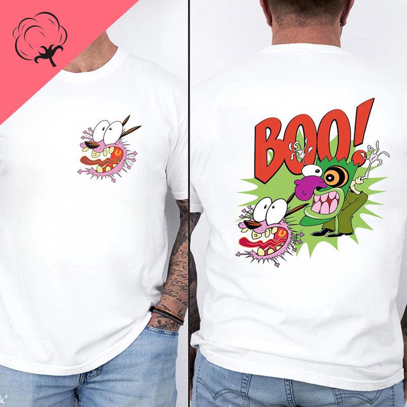 Vintage 90s Hot Anime Shirt Courage The Cowardly Dog Double Front Back Printed Cotton Short Sleeve New In Tee Tops Camisa