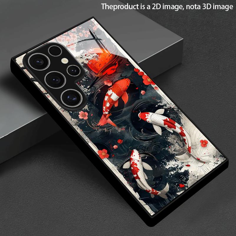 Чехол для телефона Samsung S26 S25 S24 S23 S22 S21 S20 A56 A36 A16 с 2D-рисунком "Карп Кои" - Стеклянная защитная крышка
