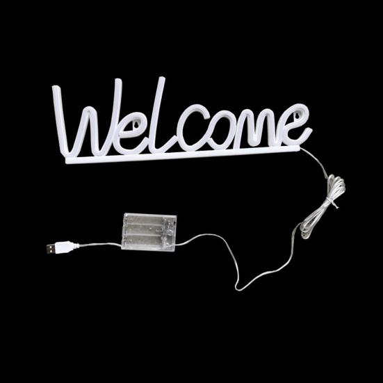 Добро пожаловать неоновая вывеска светодиодная лампа на батарейках креативная форма мерцание бесплатная декоративная прикроватная неоновая вывеска световой орнамент