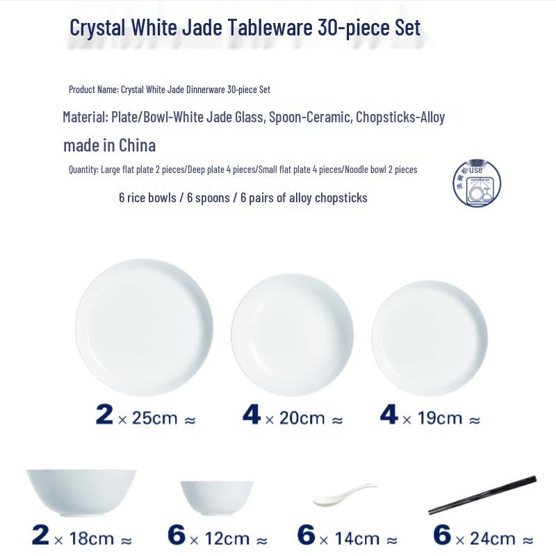 Luminarc Crystal Diamond White Jade 30-Piece Dinnerware Set