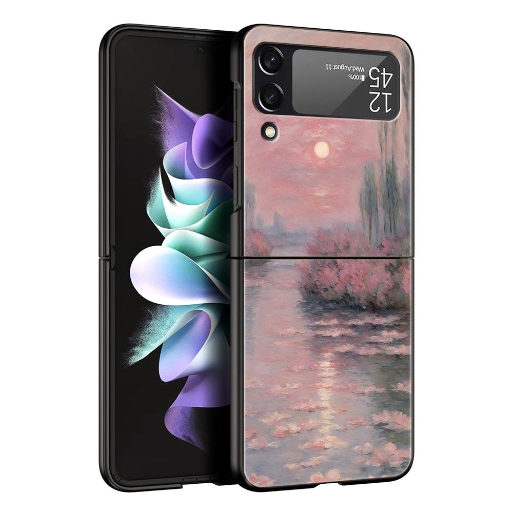 Чехол для телефона Samsung Galaxy Z Flip 3 4 5 6 7 Складной Для Samsung Z Flip4 Flip5 Жесткая ПК Крышка Клод Моне Сад Живопись Искусство