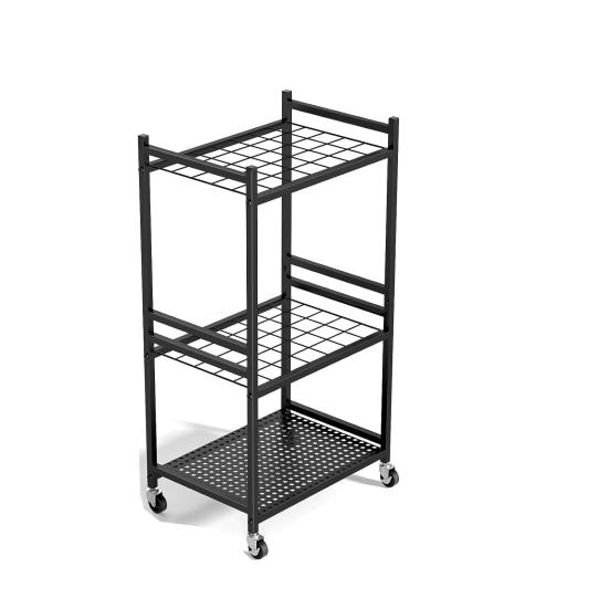Garden Organizer Tool Organizer, 35-Slot Steel Rolling Rack with Wheels, Adjustable Feet Yard Sturdy Holder for Shovels, Rakes, Brooms and