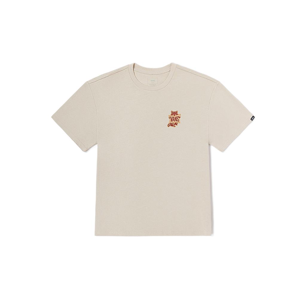 Vans Back Illustration Raccoon Print Round Neck Short Sleeve T-Shirt Unisex Tops Oatmeal VN0009332N1