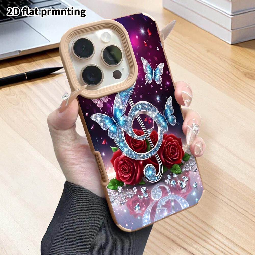 Phone Case: 2D flat lambskin suitable for iPhone 18, 17, 16, 15, 14, 13Pro protective cases, sparkling butterfly, Christmas and Halloween gifts