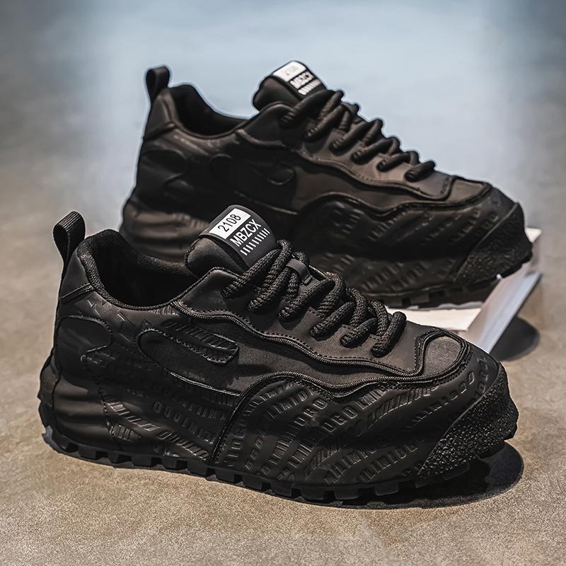 Мужские модные кроссовки в стиле 'Dad Shoes' из тисненой кожи с толстой амортизирующей подошвой на весну 2025 года