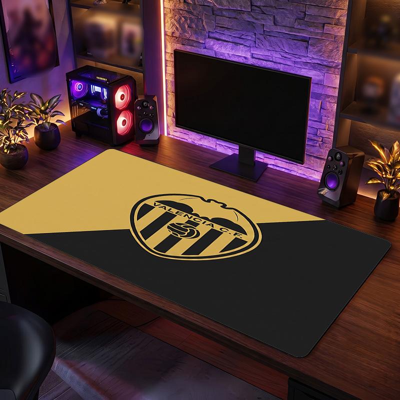 Valencia FC Theme Pattern Mouse Pad, Soccer Logo Design XXL Gaming Desk Mat Non-Slip Computer Mouse Pad