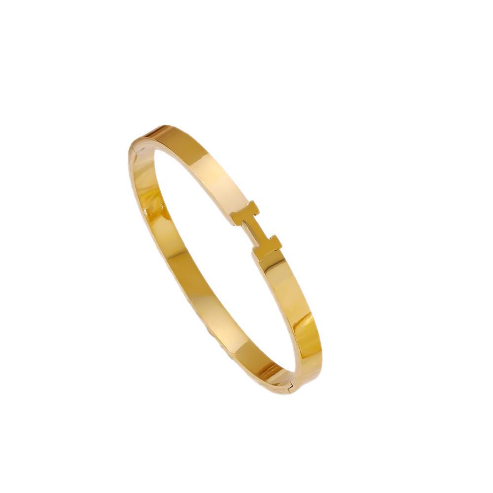 Браслет из титановой стали с покрытием из 18-каратного золота – Европейская и американская мода, Устойчивость к выцветанию