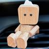 Shaking Wooden Man Figurine Leg-shaking Robot Car Aromatherapy DIY Ornaments Wooden Doll for Decoration and Air Refreshing C7J4