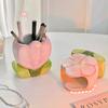 Tulip Flower Flower Makeup Brush Storage Bucket Ceramic Ceramic Tulip Pen Holder  Office Pen Holder