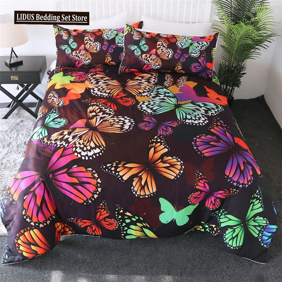 Комплект постельного белья Flying Butterflies, комплект постельного белья из коллекции Butterfly Queen King, полноразмерный, цветной, мягкий, из полиэстера, покрывало
