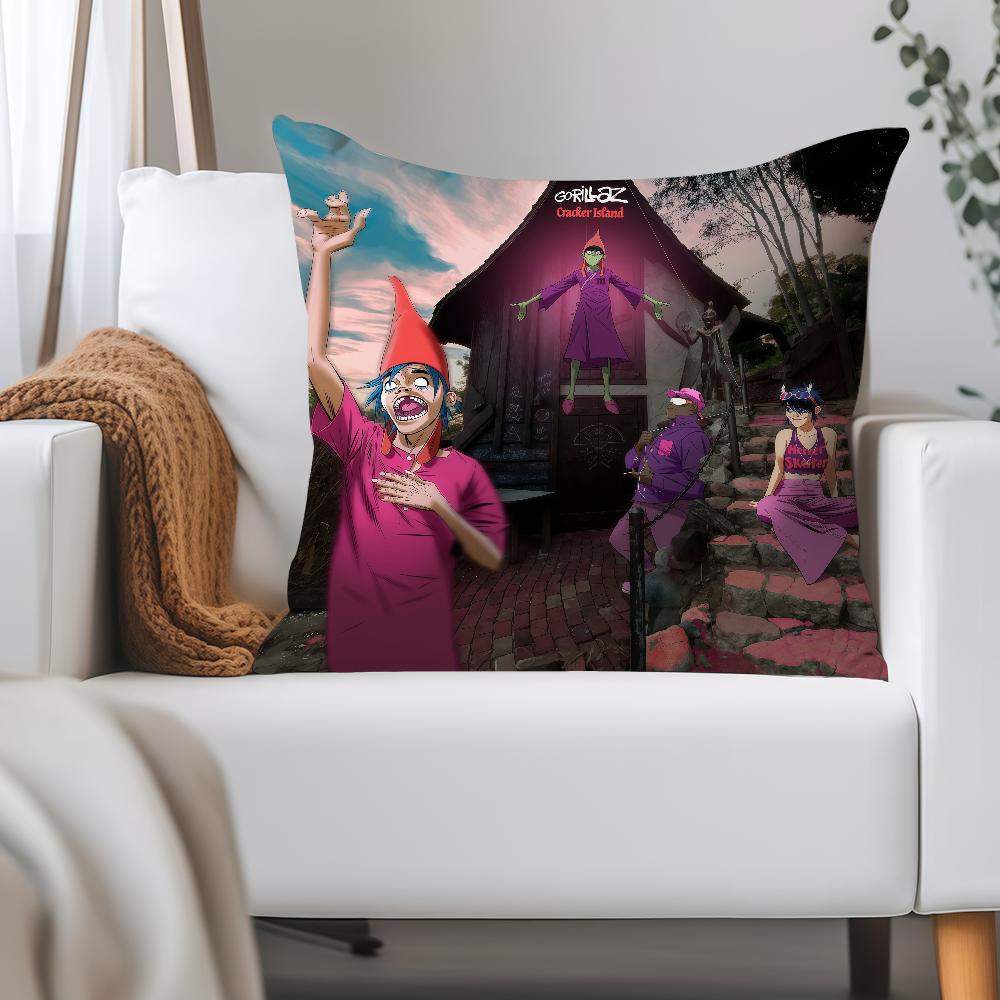 Band G-Gorillaz Plastic Beach Pillow Case Applicable Space For Guest Rooms Interiors Cars Office House Decoration