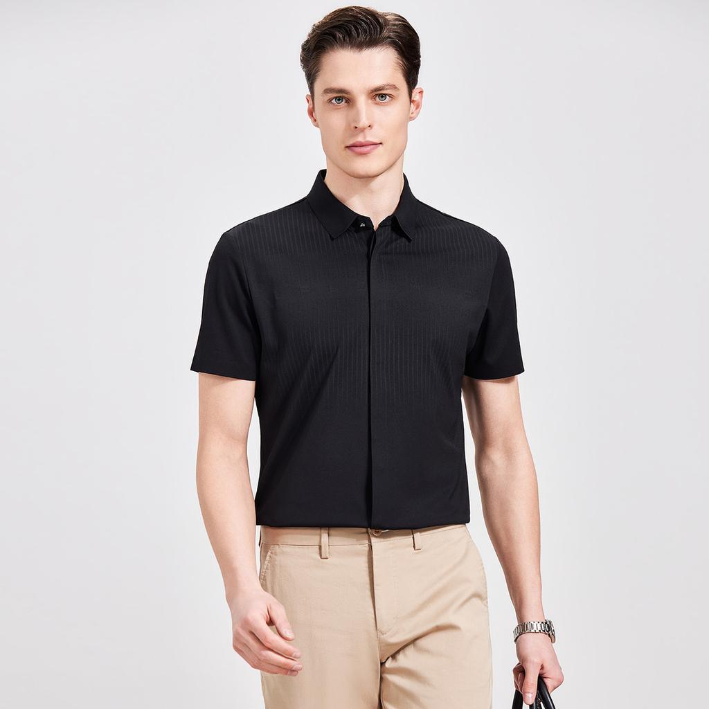 [Light luxury and simplicity] Summer Short-Sleeved Shirt with Mulberry Silk for Men