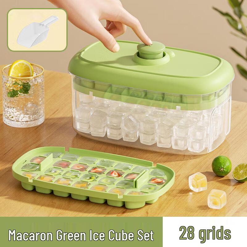 JINGRUIXIANG Easy-Release Press Ice Cube Tray with Storage Box