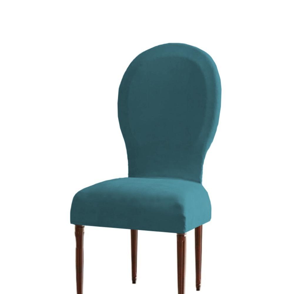 Thickened Velvet Round Back Dining Chair Cover Solid Color Protective Seat Case Hotel
