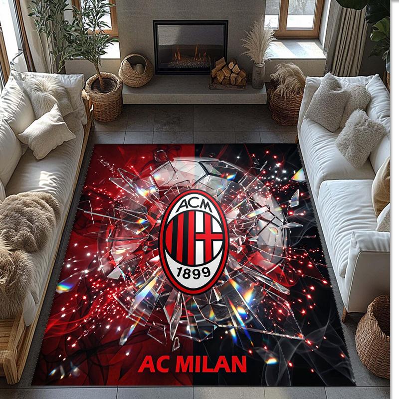 Фланелевый ковер с принтом AC Milan, нескользящий, мягкий, из полиэстера, для пола, декоративный коврик для спальни, гостиной, дивана, игровой комнаты, домашний декор
