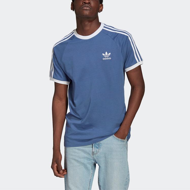 adidas Мужская футболка Originals Vintage Stripes 3-Series с вышитым логотипом, синяя GN3501