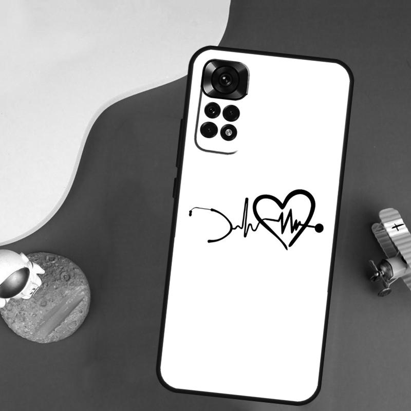Чехол 'Сердцебиение Медсестры' Для Xiaomi Redmi Note 13 Pro 14 12 9 10 11 Pro 10S 11S 12S Redmi 14C 13C 10C 12C Обложка