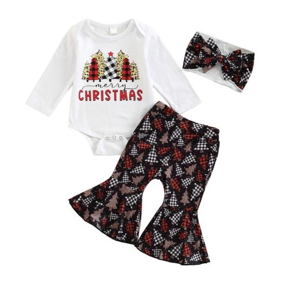 3 шт./комплект для девочек, верх, штаны, повязка на голову, костюм для детей от 0 до 18 месяцев, красочный принт, расклешенные брюки, боди с длинными рукавами и застегивающейся на пуговицы промежностью, одежда для малышей