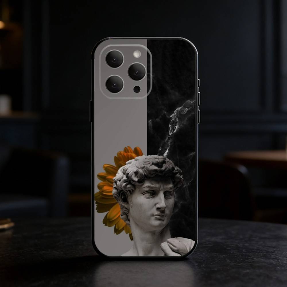 Art Aesthetic David Eyes Phone Case For iPhone 17,16,15,14,13,12,11 Plus,Pro,Max,Mini Silicone black Soft Cover