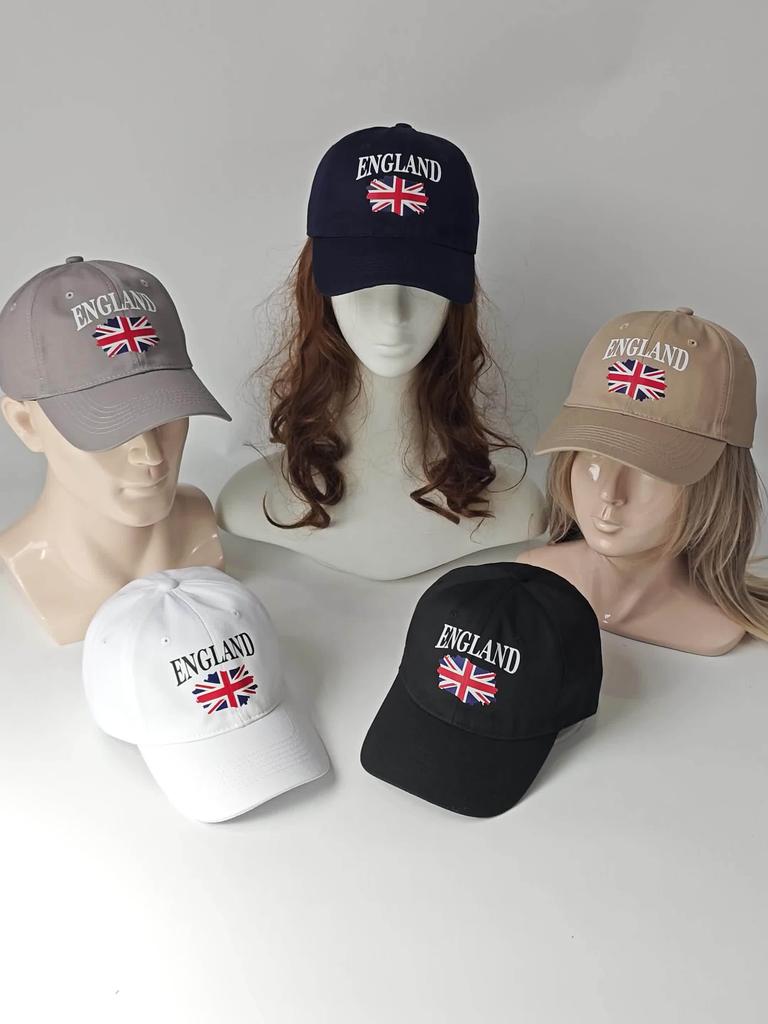 Кепка Англии Легкая Регулируемая Бейсболка Принт ENGLAND с Дизайном Union Jack Мягкая Кепка с Козырьком для Улицы