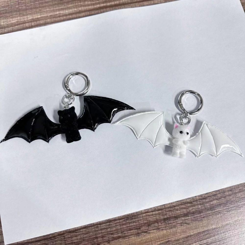 Cute Flocking Bear Doll Keychain Pile Coating Bag Pendant Fashion Bat Bear Keyring Backpack Decor
