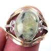 Натуральный Пренит Драгоценный Камень Ручной Работы Серебро 925 пробы Двухцветное Кольцо Размер 7 O7m72
