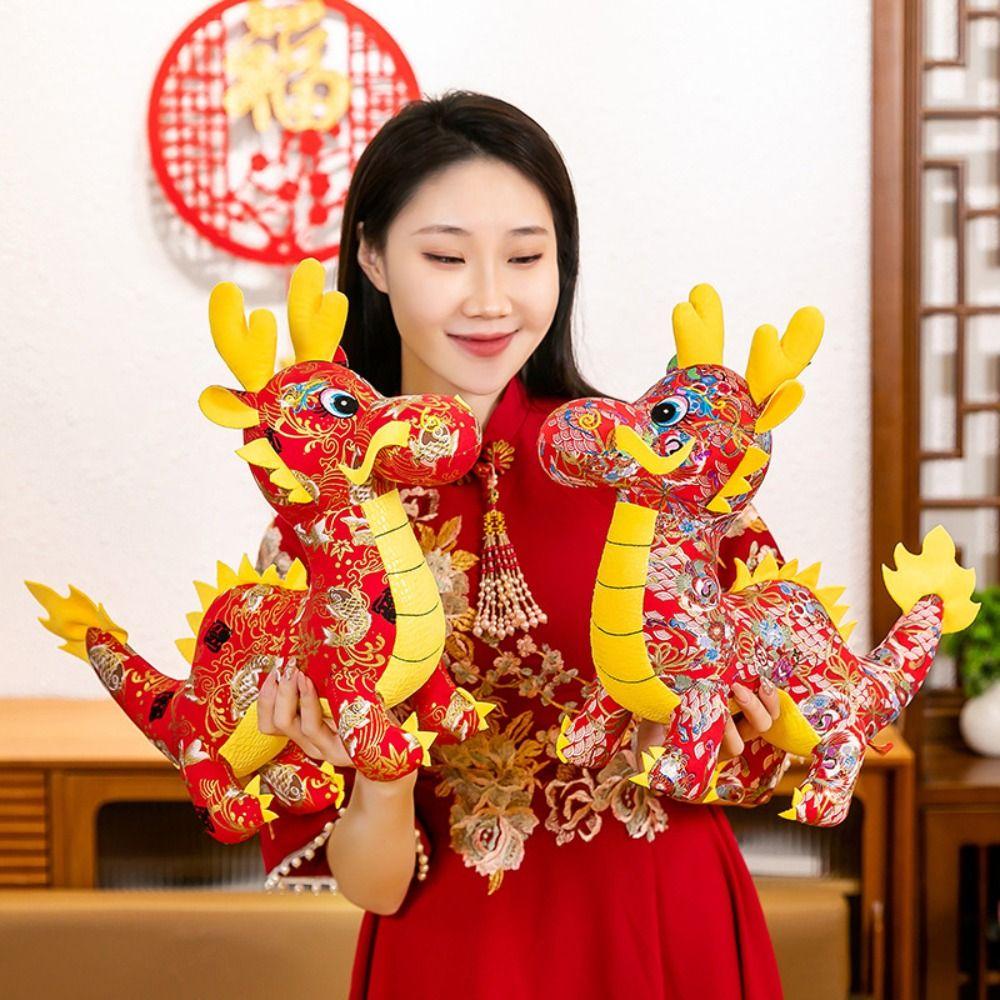 Китайский Дракон Зодиакальный Дракон Мягкие Игрушки Мультфильм Китайский Дракон Талисман Детей