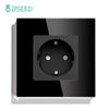 BSEED Single EU Socket Double Power Outlets Triple Electric Sockets Crystal Glass Wall Sockets White Black Gold Gray 16A
