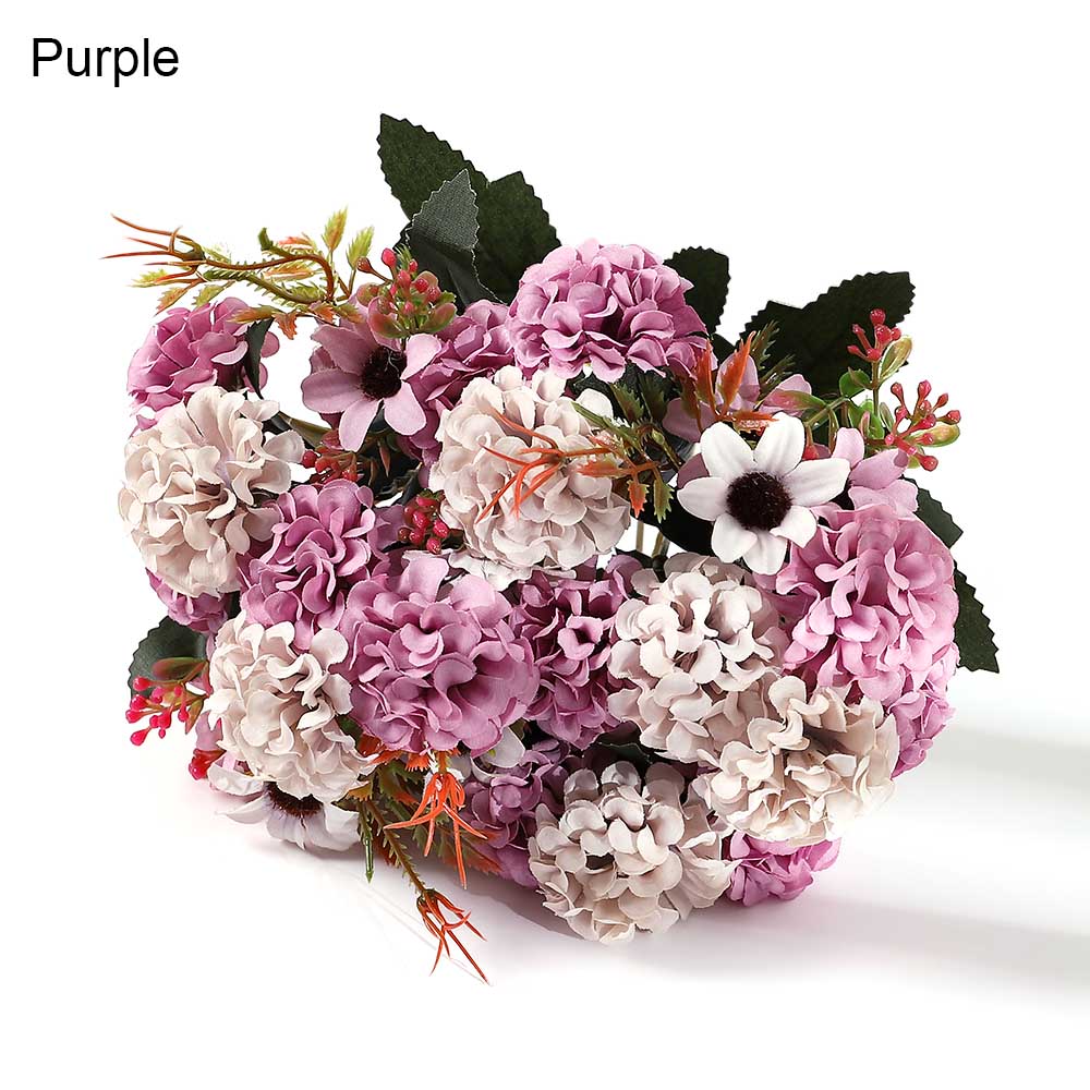 Bridal Bouquet Home Decoration Artificial Hydrangea Floral Arrangement Lifelike Plants Silk Daisy