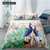 Two Peacock Duvet Cover Set Flowers Comforter Cover With Pillowcase King Queen Twin Size For Kids Boys Girls Women Bedding Set