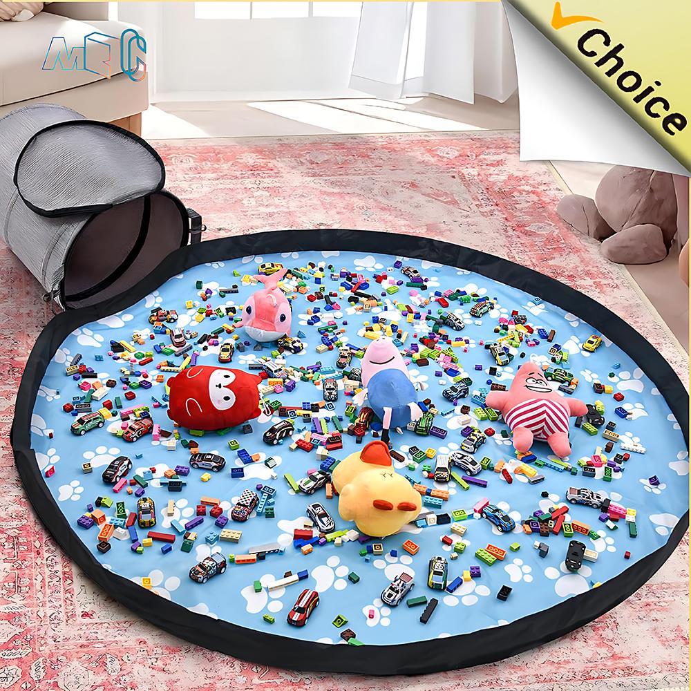 Toy Storage Bag Blocks Zip Handheld Storage and Organising Bag Large Capacity Storage Bucket Bag Multifunctional round storage bucket