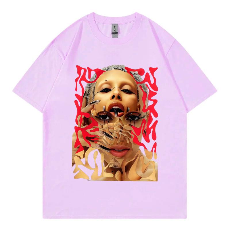 Певица Doja Cat Графические футболки Мужская Женская Одежда Мода Эстетика Короткий рукав Футболка Летняя Повседневная Свободная Хлопковые футболки