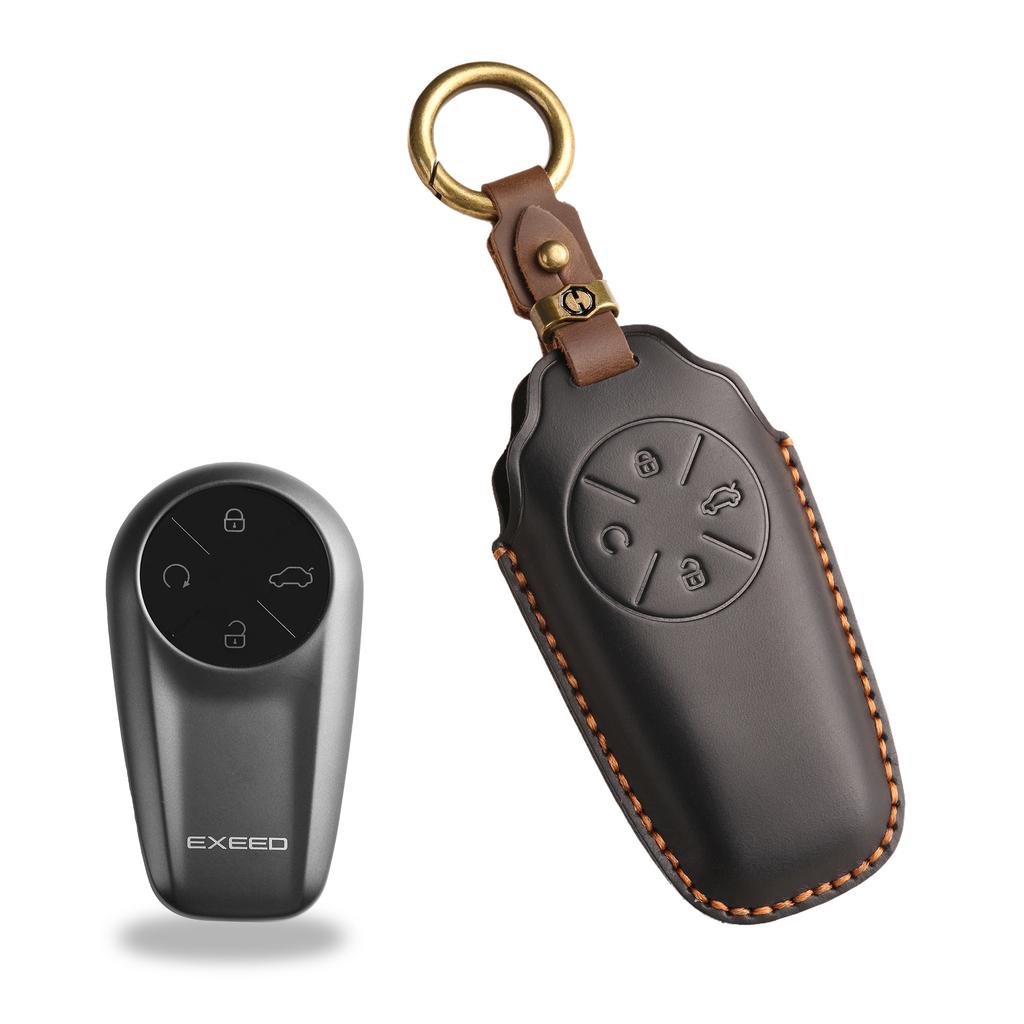 The first layer of cowhide key cover is suitable for Chery Star Era ET key bag, genuine leather, handmade keychain, leather goods.