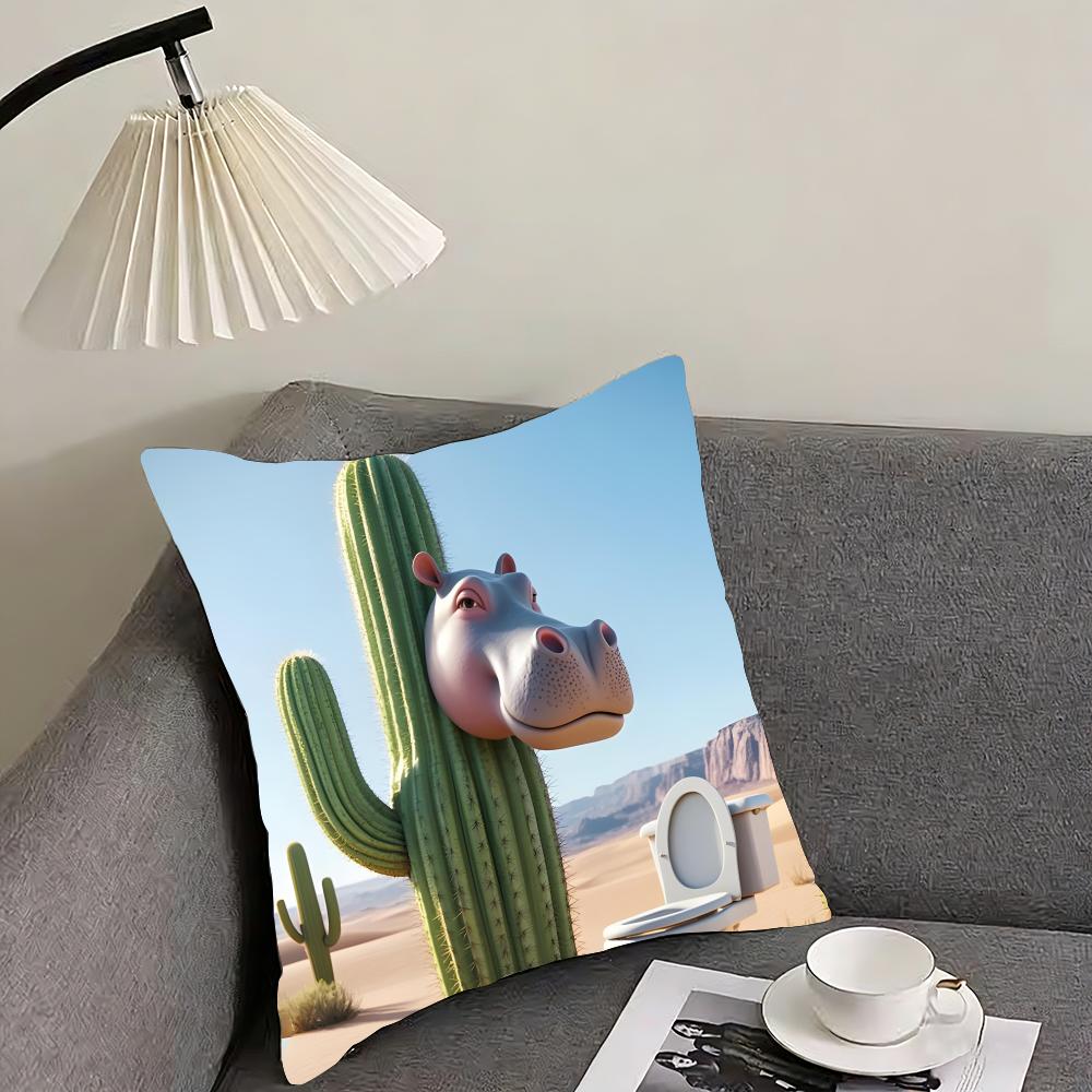 Tung Sahur Tralalero Tralala Cushion Cover Pillowcase Ultra Soft Skin Friendly Fabric Cloud Like Comfort Concealed Zipper