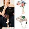 Anti-exposure Pink Peony Flower Brooch Chinese Style Tassel Fan Brooch Jewelry Accessories