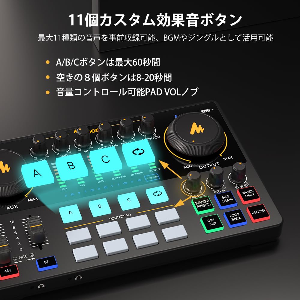 Аудиомикшер MAONO Аудиоинтерфейс Микшер Подкаст Стерео Микшер Подключение Портативный Подкаст Комплект Компактное Распределительное Оборудование XLR Микрофон Включен