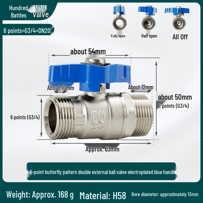 4-6 Point Copper Ball Valve: Internal/External Thread, Straight-Through Water Switch