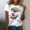 Summer Street Cartoon Women's Top Fashion Printed Little Girl Pattern T-shirt Casual Loose Round Neck Short Sleeve T-shirt