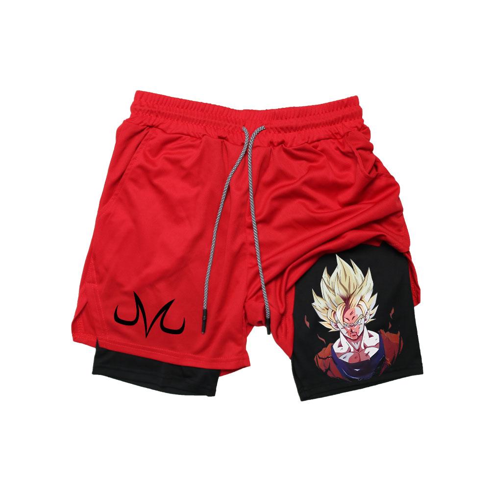 Аниме спортивные шорты для мужчин и женщин фитнес манга принт 2 в 1 спортивные шорты для тренировок быстросохнущие сетчатые шорты