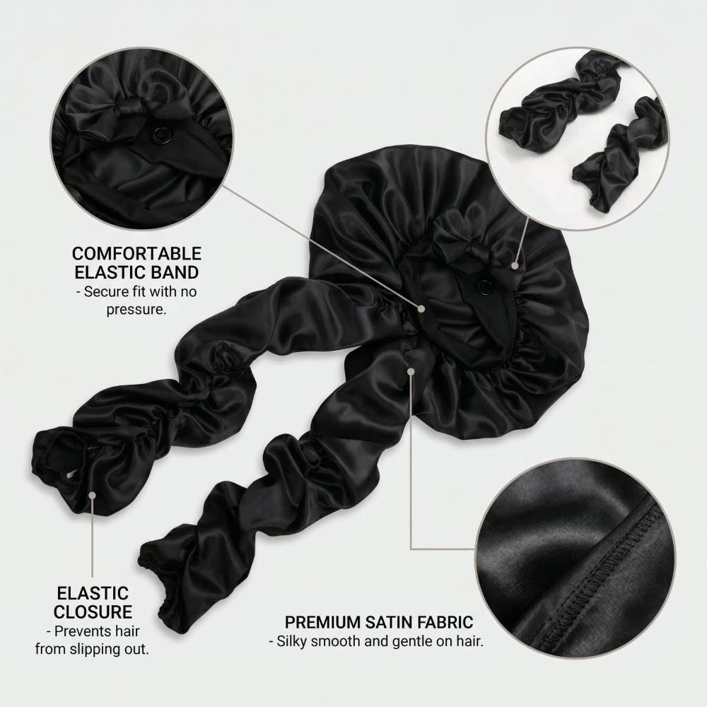 Satin Material Sleep Bonnet Long Curling Ribbons Curling Bonnet Stylish Satin Bonnet For Long Hair