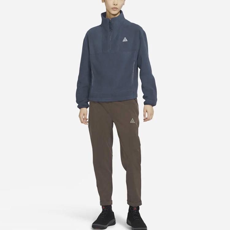 Nike ACG Ретро Спортивный Повседневный Молния Воротник-стойка Половина Молнии Толстовка Женская Толстовка Синий DB1154-437