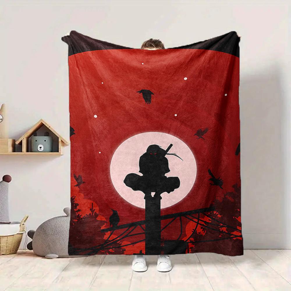 1Pc Moonlit Silhouette Scene Blanket Soft And Comfortable Casual Warm Camping Travel Christmas Halloween Xmas Gift M929448