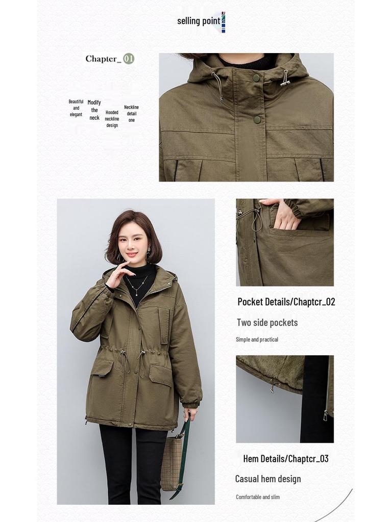 Women's Mid-Length Parka - 2024 Winter Loose-Fit Fashionable Fleece-Lined Cotton Coat