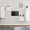 TV Cabinets Set of 4 White Solid Pine Wood