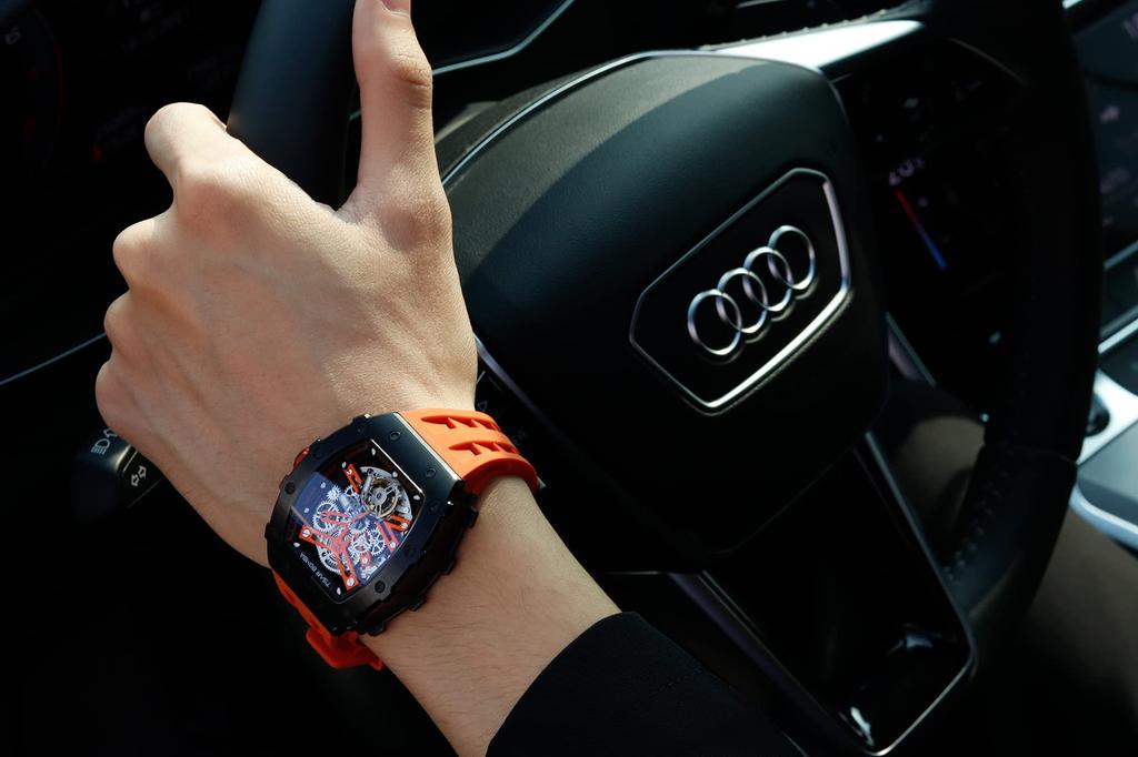 TSAR BOMBA Skeleton Автоматические механические аналоговые часы-скелетоны 5 ATM Водонепроницаемые часы с силиконовым ремешком Большой циферблат Стальной корпус наручные часы Подарочные спортивные