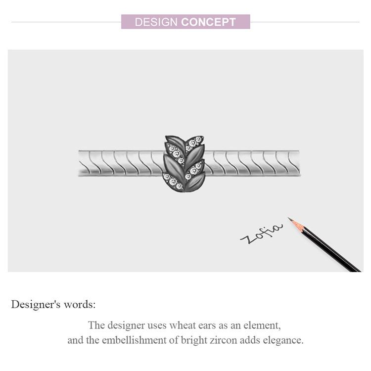 Bamoer, натуральное серебро 925 пробы, блестящие колосья пшеницы, оригинальный шарм для брендовых женщин, DIY ювелирные изделия из окисленного серебра с цирконием
